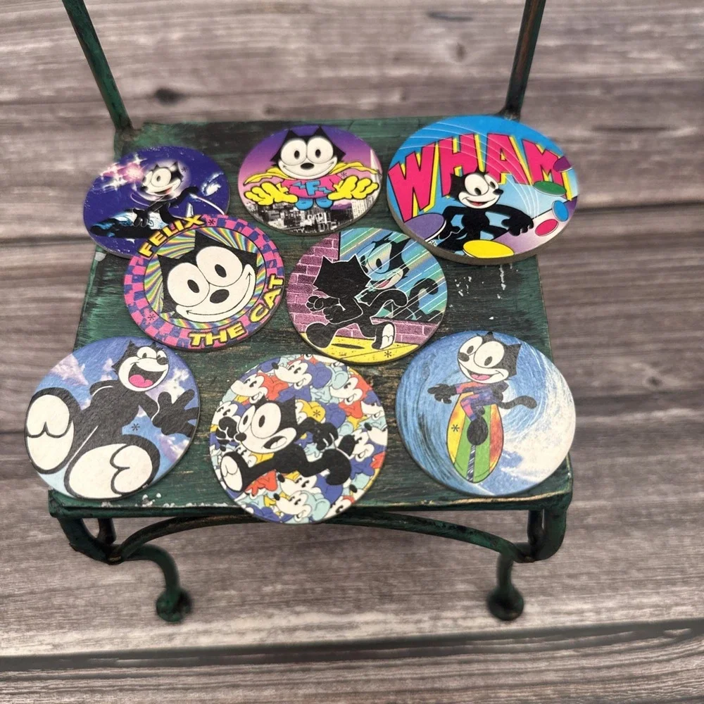 Vintage Various Felix the cat pogs Lot Of 8 1990's Rare